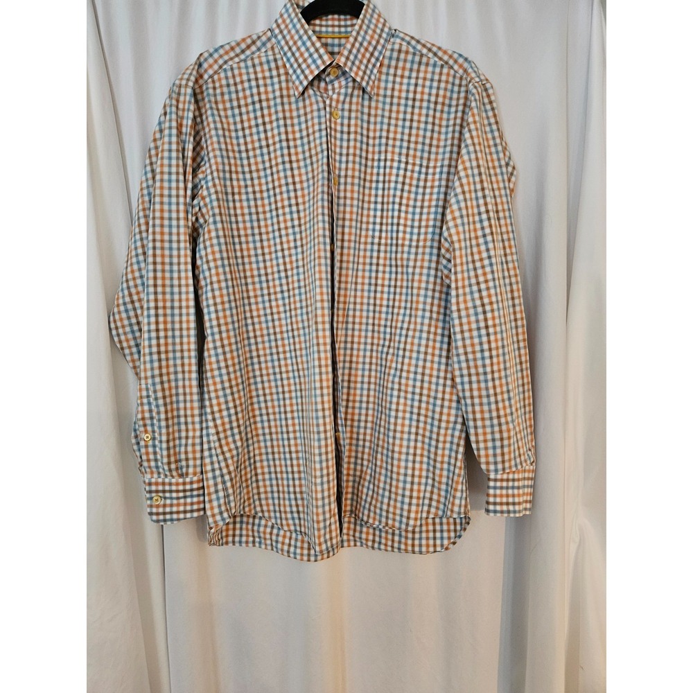 Robert Talbott Classic Shirt Mens Med Multicolor Plaid Button Up Long Sleeve